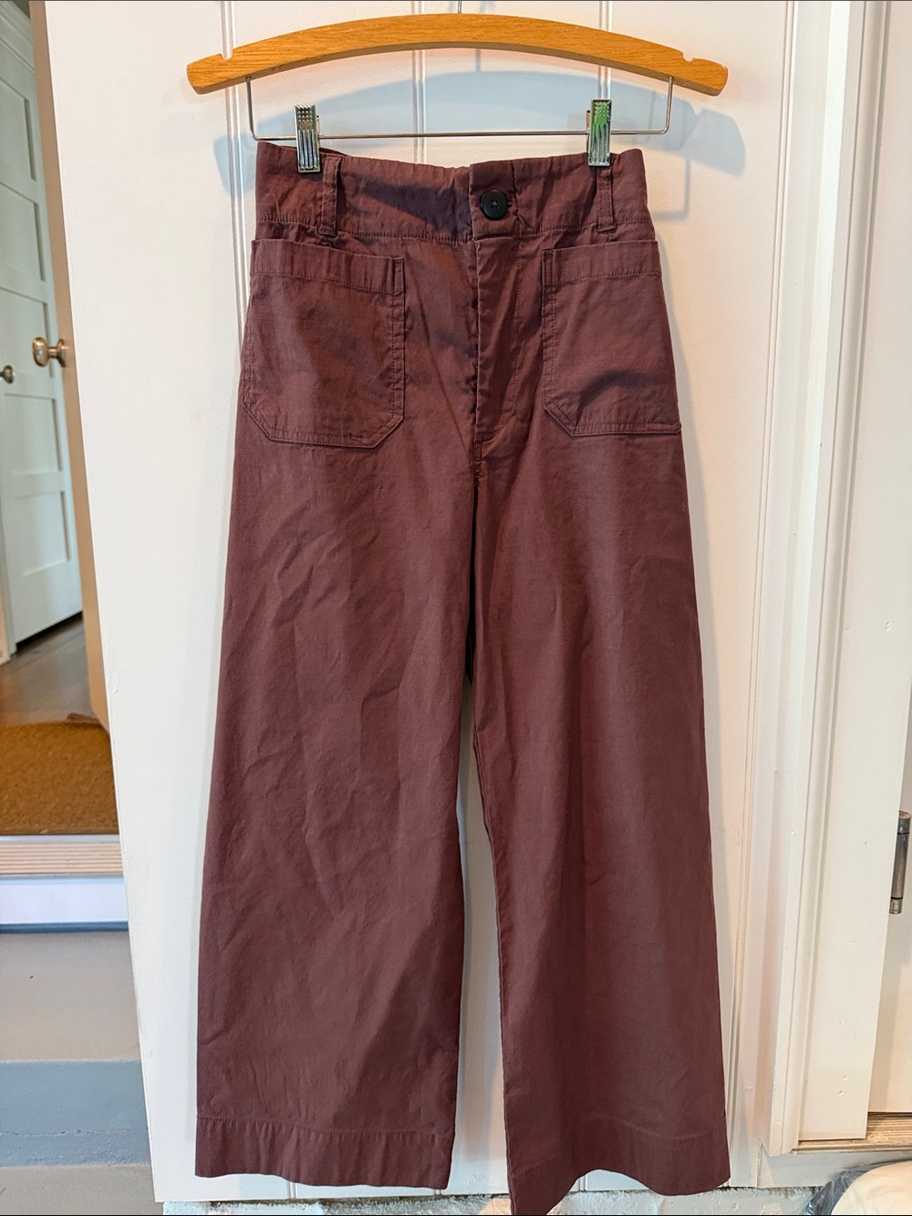 Maeve Wide-Leg Utility Pants in Deep Mauve